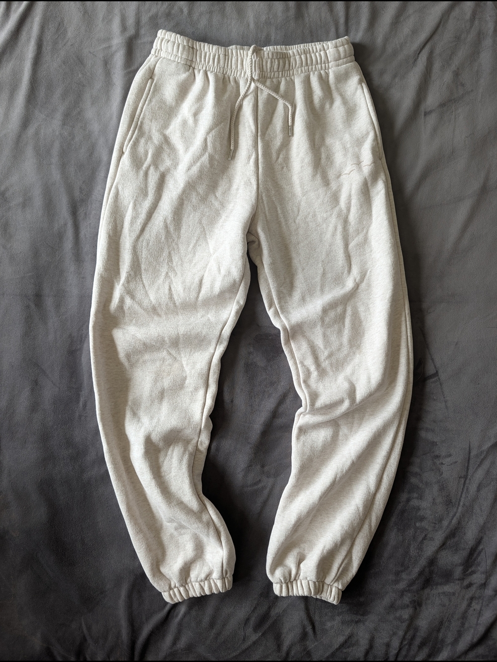 Classic High-Waist Track Joggers in Light Beige